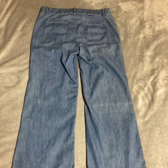 NWOT Forever 21 Wide Leg Boho Denim Pants - Picture 5 of 8